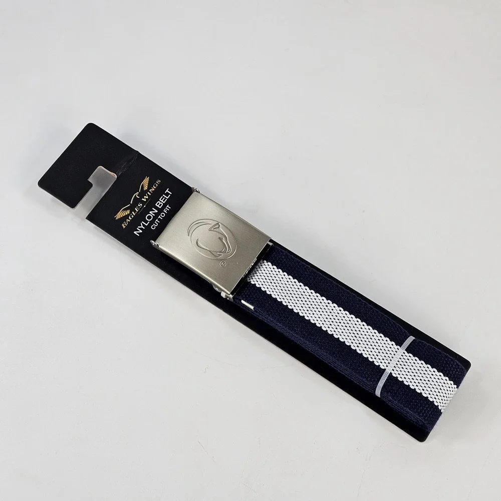 Eagles Wings Mens Penn State Nittany Lions Nylon Web Belt Navy White Cut to Fit
